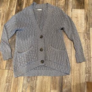 SO Gray Ribbed Button-Front Women's Cardigan